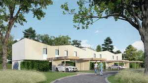 Gevel van nieuwbouwproject bestaande uit 7 woningen te Brugge