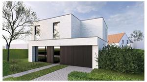 Gevel van nieuwbouw woning te Brugge (Sijsele) realisatie van Transparant Projects