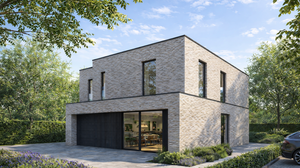 Voorgevel van nieuwbouw woningen te Brugge (Zedelgem) realisatie van Transparant Projects