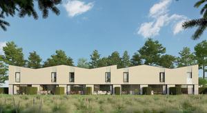 Achtergevel van nieuwbouw project bestaande uit 7 woningen te Brugge by Transparant Projects