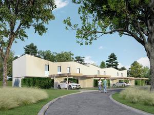 Gevel van nieuwbouwproject bestaande uit 7 woningen te Brugge