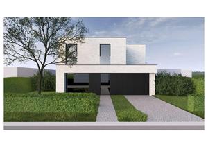 Voorgevel van nieuwbouw woning te Brugge (Sijsele) realisatie van Transparant Projects