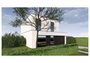 Voorgevel van nieuwbouw woning te Brugge (Sijsele) realisatie van Transparant Projects