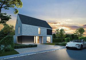 Voorgevel van nieuwbouw woningen te Brugge (Sint-Andries) realisatie van Transparant Projects
