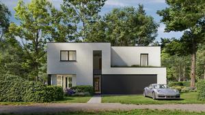 Voorgevel van nieuwbouw woning te Brugge (Sint-Kruis) realisatie van Transparant Projects